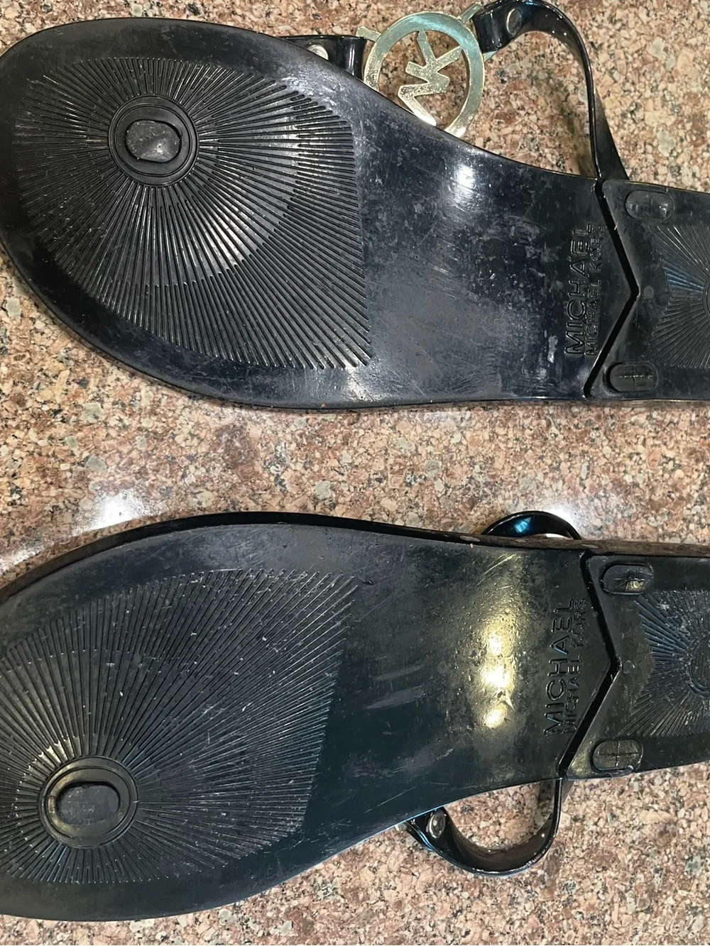 Michael Kors Women's Black MK Logo Thong Sandals